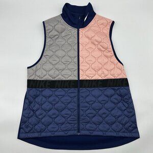 Nike Aerolayer Running Women's Size XL Blue Color-Block Quilted Full Zip Vest